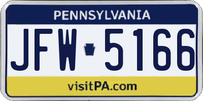PA license plate JFW5166