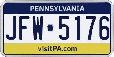 PA license plate JFW5176
