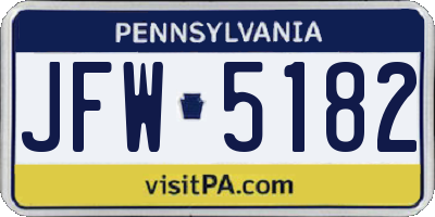 PA license plate JFW5182