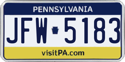 PA license plate JFW5183