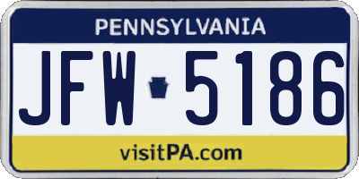 PA license plate JFW5186