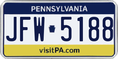 PA license plate JFW5188