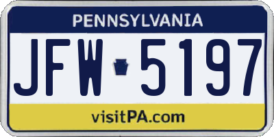 PA license plate JFW5197