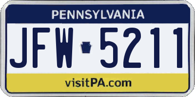 PA license plate JFW5211