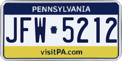 PA license plate JFW5212