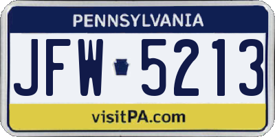 PA license plate JFW5213