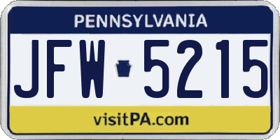 PA license plate JFW5215