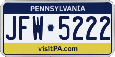 PA license plate JFW5222