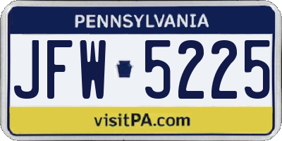 PA license plate JFW5225