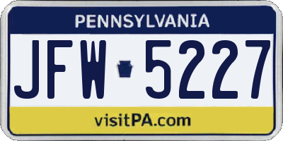PA license plate JFW5227