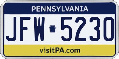 PA license plate JFW5230
