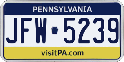 PA license plate JFW5239