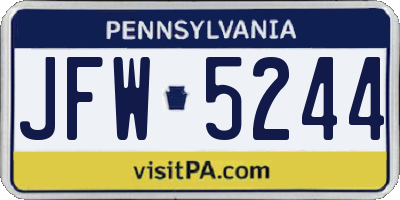PA license plate JFW5244