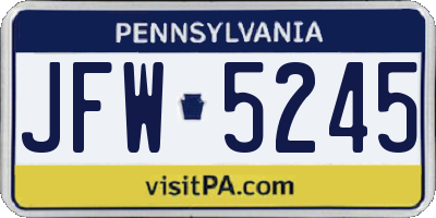 PA license plate JFW5245