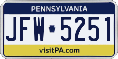 PA license plate JFW5251