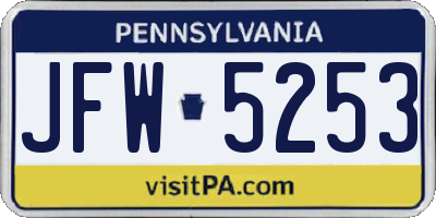 PA license plate JFW5253