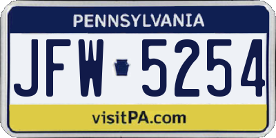 PA license plate JFW5254