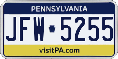 PA license plate JFW5255