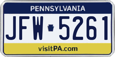 PA license plate JFW5261