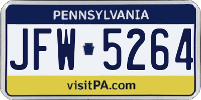 PA license plate JFW5264
