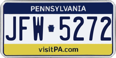 PA license plate JFW5272