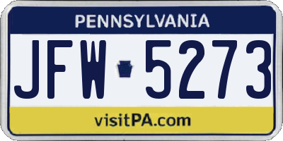 PA license plate JFW5273