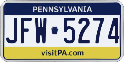 PA license plate JFW5274