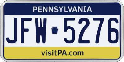 PA license plate JFW5276