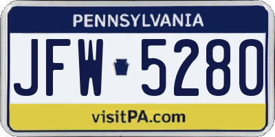 PA license plate JFW5280