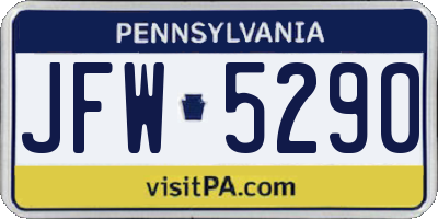 PA license plate JFW5290