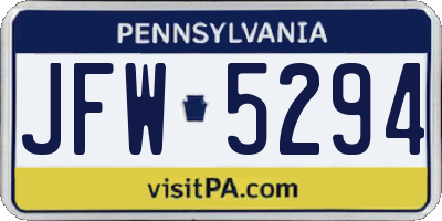 PA license plate JFW5294