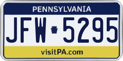 PA license plate JFW5295