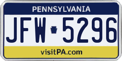 PA license plate JFW5296