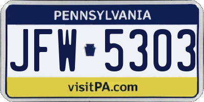 PA license plate JFW5303
