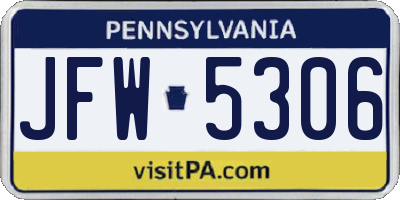 PA license plate JFW5306