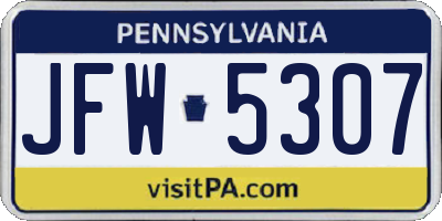 PA license plate JFW5307