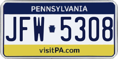 PA license plate JFW5308