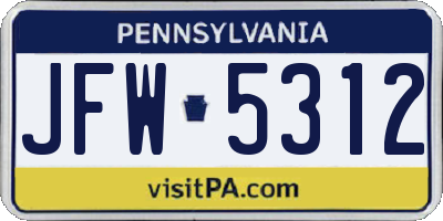 PA license plate JFW5312