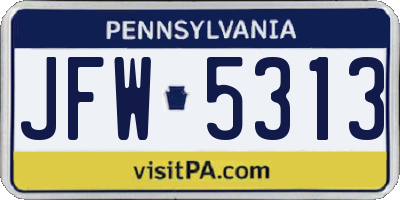 PA license plate JFW5313
