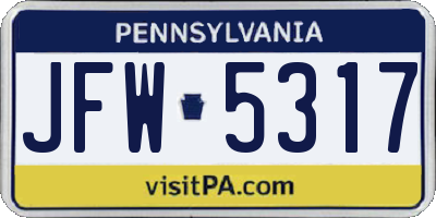 PA license plate JFW5317
