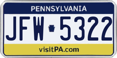PA license plate JFW5322