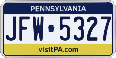 PA license plate JFW5327