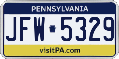 PA license plate JFW5329