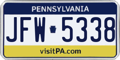 PA license plate JFW5338