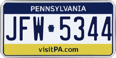 PA license plate JFW5344
