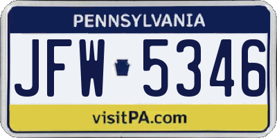 PA license plate JFW5346