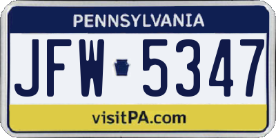 PA license plate JFW5347