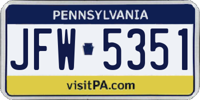 PA license plate JFW5351