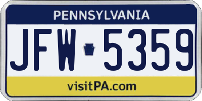 PA license plate JFW5359