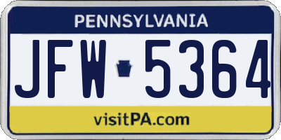 PA license plate JFW5364